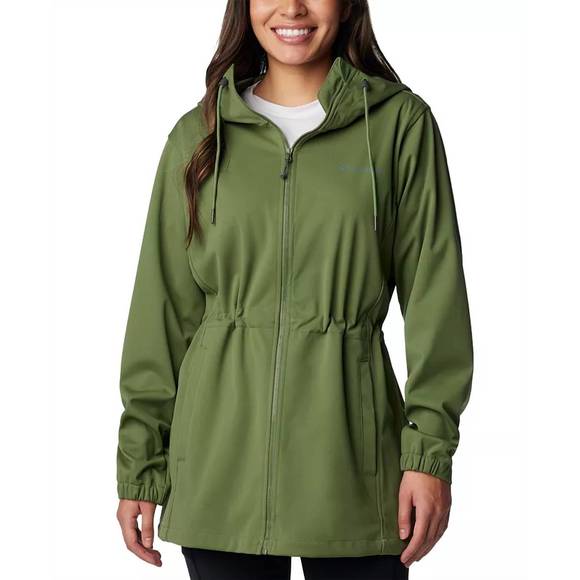 NEW COLUMBIA women's rose winds softshell hooded jacket in green